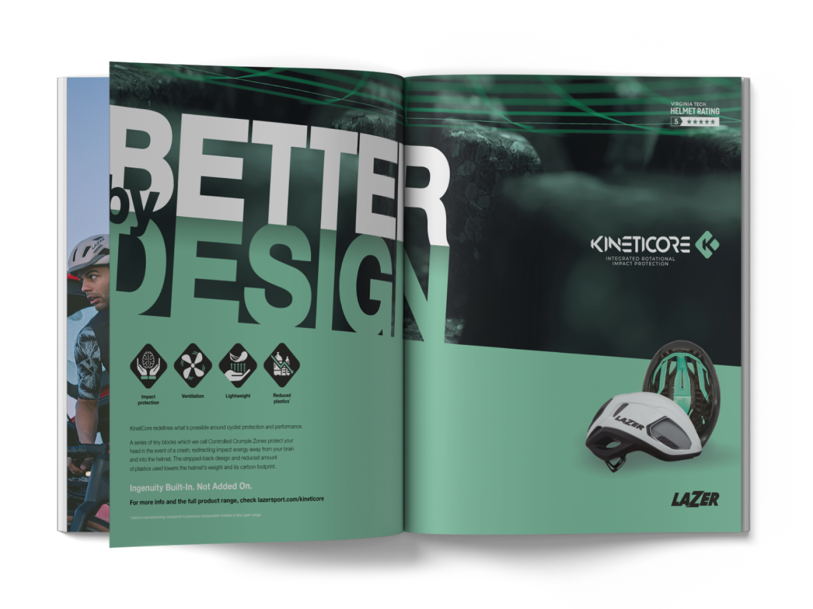 Lazer KinetiCore brand campaign showcasing innovative helmet design for impact protection and performance. - Alexi Hall