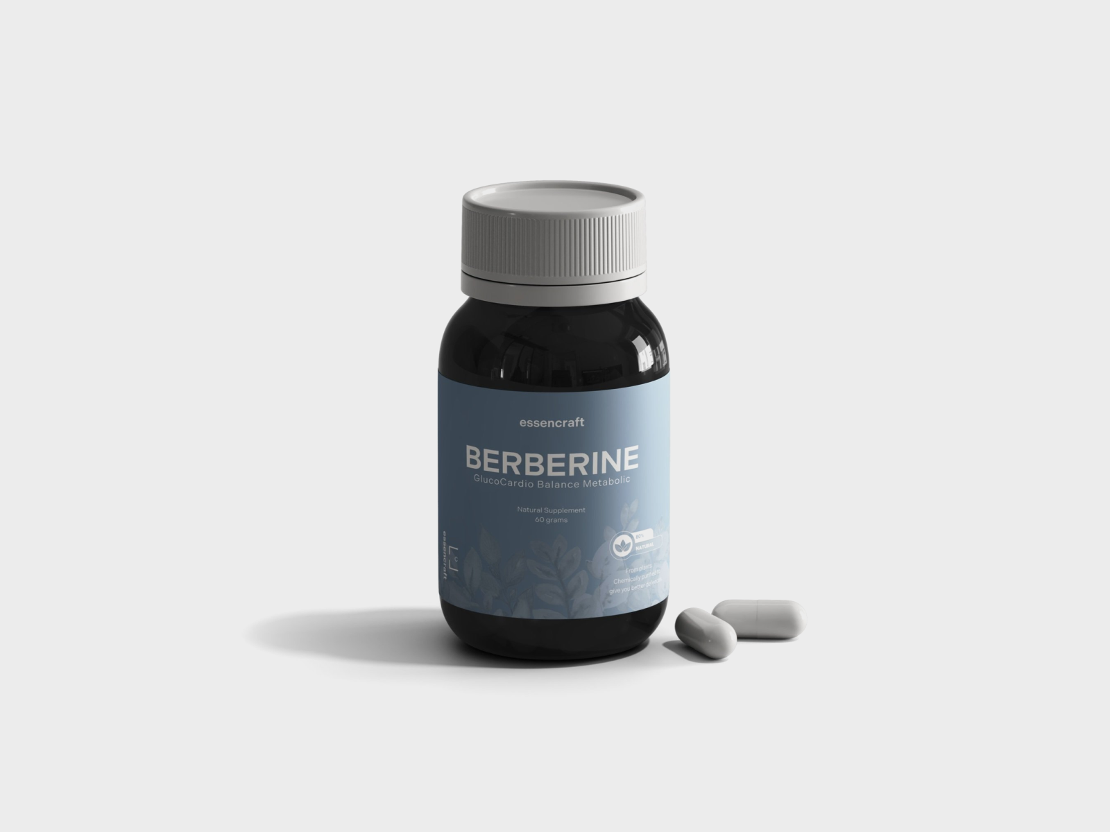 Innovative health supplement packaging concepts featuring a berberine bottle with pills, designed for modern wellness. - Alexi Hall